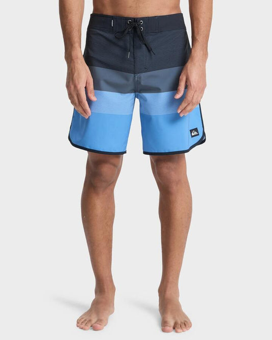 Image of Swimwear. Product name - Quiksilver Mens Surfsilk Scallop 18" Boardshorts Black Tijuana in Black Tijuana colour by brand - Quiksilver