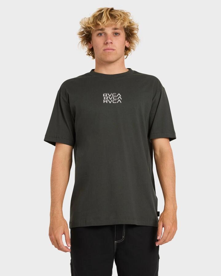 Image of T-Shirts. Product name - RVCA Mens Rvca Repeater T-Shirt Pirate Black in Pirate Black colour by brand - RVCA