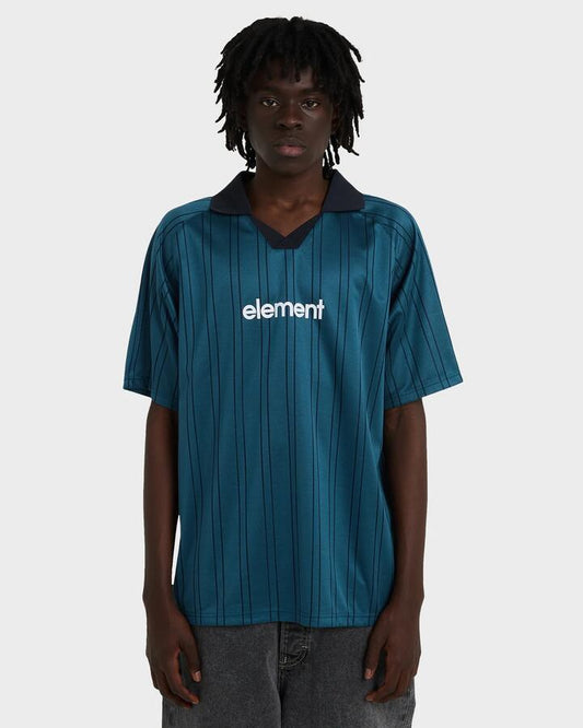 Image of T-Shirts. Product name - Element Mens Lowcase Soccer T-Shirt Mallard Blue Stripes in Mallard Blue Stripes colour by brand - Element