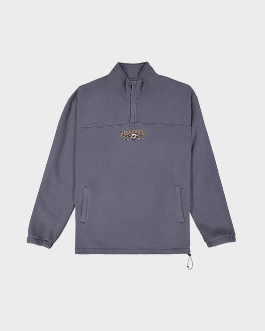 Image of a model wearing Outerwear. Product name - Billabong Mens King Prawn Mock Neck Sweater Graystone in Graystone colour by brand - Billabong