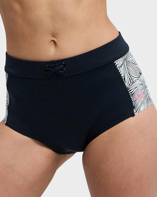 Image of Swimwear. Product name - Roxy Womens Pro Surf Mid Waist Classic Bikini Bottom Anthracite Popiscus in Anthracite Popiscus colour by brand - Roxy