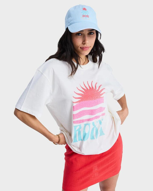 Image of T-Shirts. Product name - Roxy Womens Hangloose Poster T-Shirt Coconut Milk in Coconut Milk colour by brand - Roxy