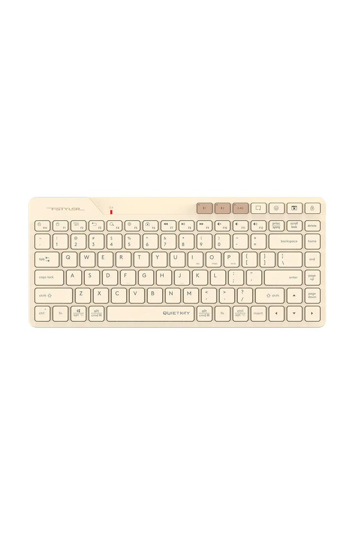 Image of Electronics Accessories. Productname: A4Tech FBK26C AS Cafe Latte Rechargeable Compact QuietKey Keyboard in Cafe Latte colour by brand - A4Tech