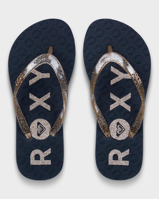 Image of Sandals. Productname: roxy Girls 4-16 Rg Viva Sparkle Thongs Black/Gold - in Black/Gold colour by brand - Roxy