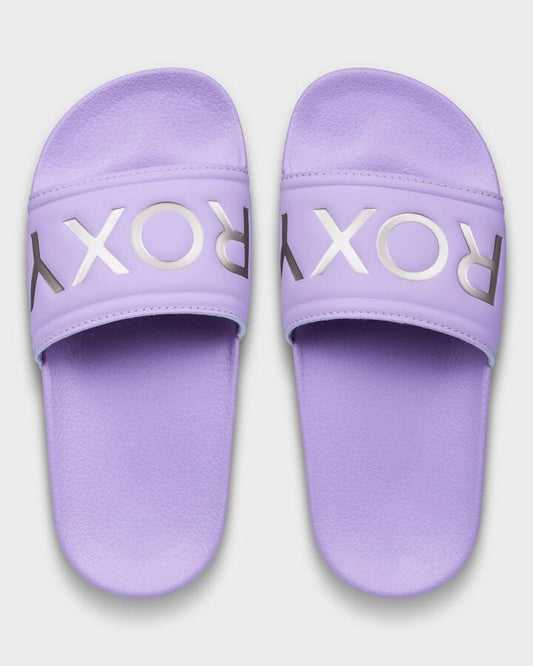 Image of Slippers. Productname: roxy Girls 4-16 Rg Slippy Ii Slides Crocus - in Crocus colour by brand - Roxy