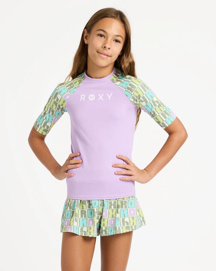 Image of Coats & Jackets. Productname: roxy Girls 6-16 Roxy Active Rg Lycra Rash Vest Oil Green Letter Up - in Oil Green Letter Up colour by brand - Roxy