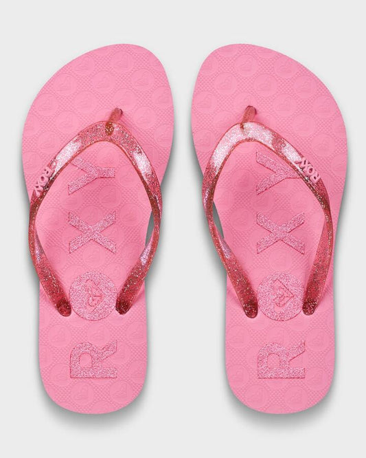 Image of Sandals. Product name - Roxy Girls 4-16 Rg Viva Sparkle Thongs Plumeria in Plumeria colour by brand - Roxy