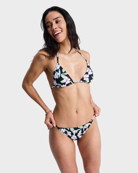 Image of Swimwear. Productname: roxy Womens Printed Essentials Tie Side Classic Bikini Bottom Anthracite Spring Charming Sma - in Anthracite Spring Charming Sma colour by brand - Roxy