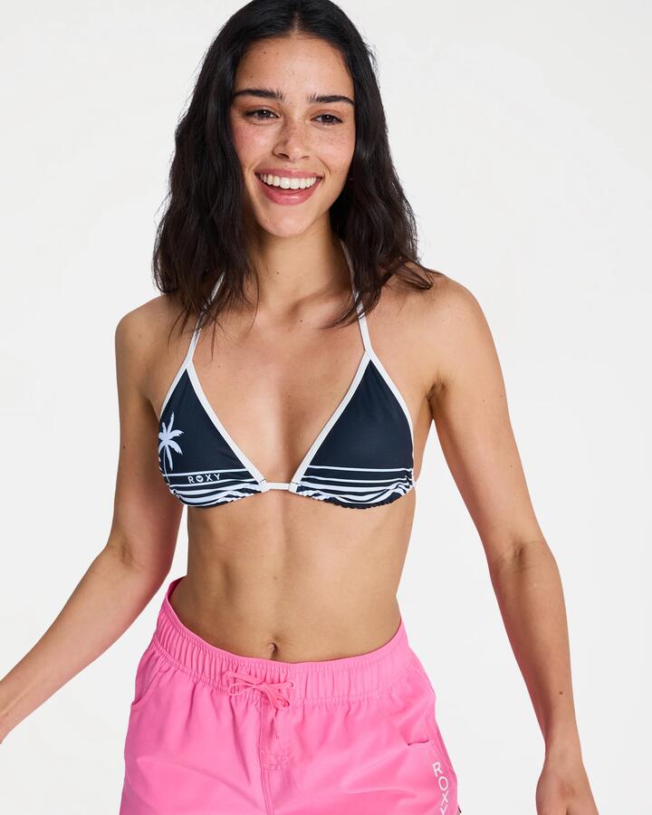 Image of Swimwear. Product name - Roxy Womens The Retro Tiki Tri Bikini Top Anthracite in Anthracite colour by brand - Roxy