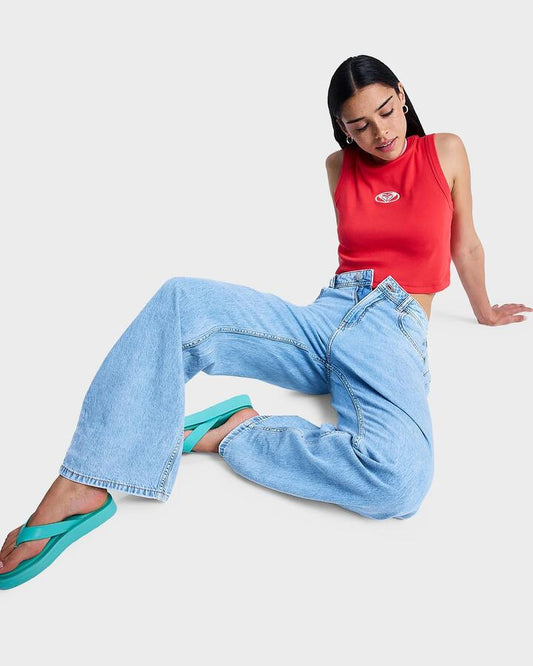 Image of Jeans. Product name - Roxy Womens Dawn Patrol Mid Sunbleached Denim Jeans Sunbleached in Sunbleached colour by brand - Roxy
