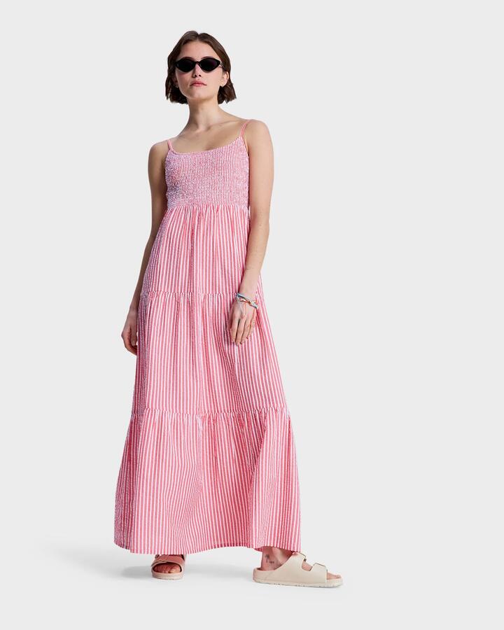 Image of Dresses. Productname: roxy Womens Tropical Glow Maxi Dress Hibiscus Sunrise Stripe - in Hibiscus Sunrise Stripe colour by brand - Roxy