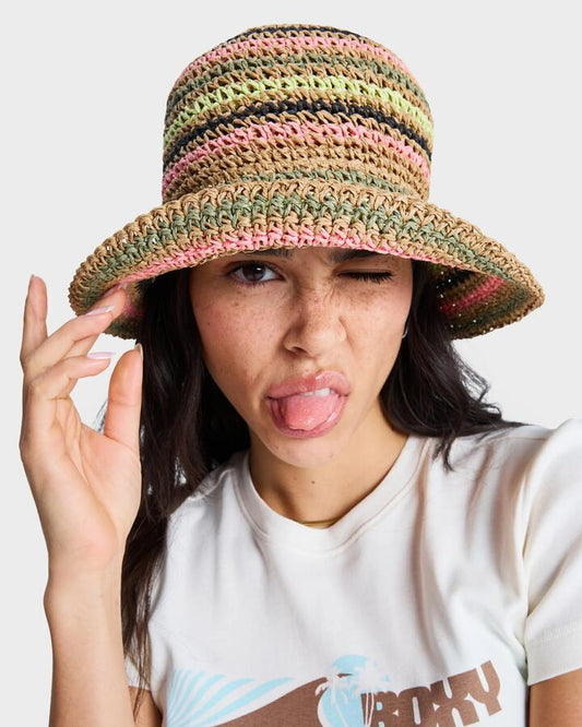 Image of Hats. Productname: roxy Womens Candied Peacy Bucket Hat Parchment - in Parchment colour by brand - Roxy