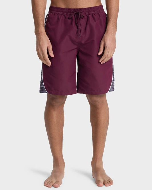 Image of a model wearing Shorts. Productname: quiksilver Mens Mercury 99 20" Swim Shorts Potent Purple - in Potent Purple colour by brand - Quiksilver