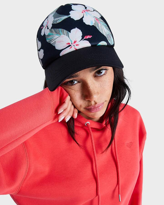 Image of Hats. Productname: roxy Beautiful Morning Cap Anthracite Spring Charming - in Anthracite Spring Charming colour by brand - Roxy