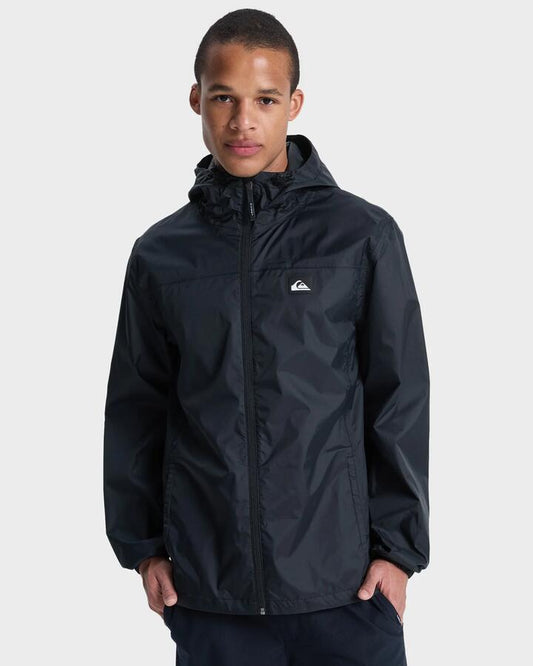 Image of a model wearing Outerwear. Productname: quiksilver Mens Over 3K Tape Waterproof Jacket Black - in Black colour by brand - Quiksilver