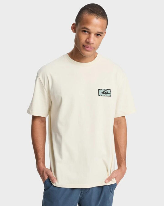 Image of T-Shirts. Product name - Quiksilver Mens Serenity Splash T-Shirt Bone White in Bone White colour by brand - Quiksilver
