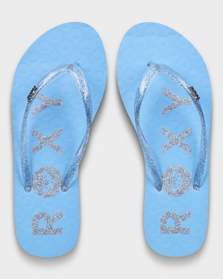 Image of Sandals. Productname: roxy - Womens Viva Sparkle Thongs - Blue Jay/Silver - in Blue Jay/Silver colour by brand - roxy