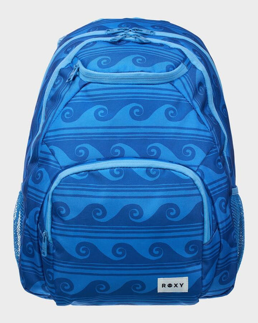 Image of Bags. Productname: roxy - Shadow Swell Printed Backpack - Silver Lake Blue Make A Spl Ax - in Silver Lake Blue Make A Spl Ax colour by brand - roxy