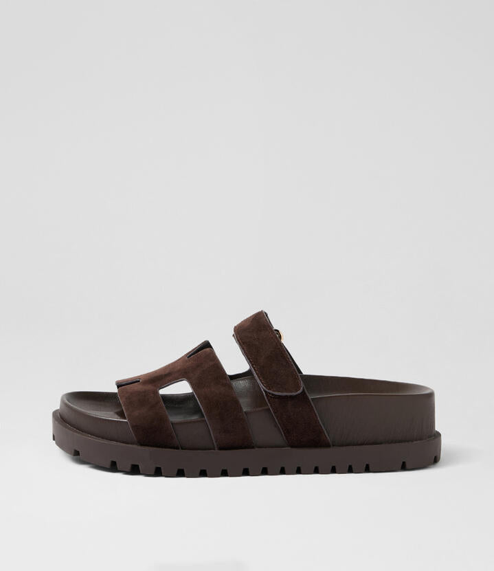 Image of Sandals. Productname: Upstate Choc Suede Sandals in Choc-Choc Sole colour by brand - MIDAS