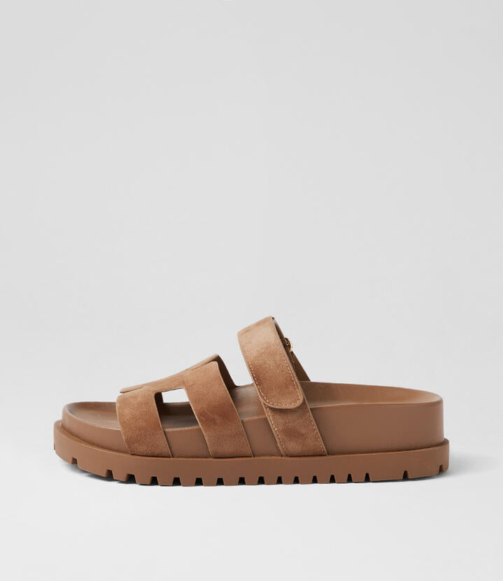 Image of Sandals. Productname: Upstate Light Choc Suede Sandals in Lt Choc-Lt Choc Sole colour by brand - MIDAS