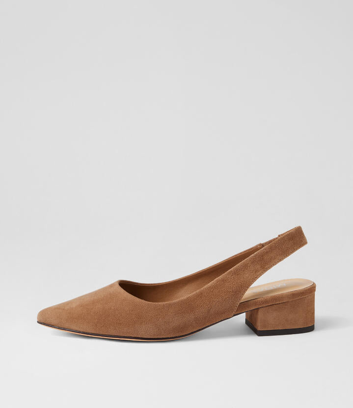 Image of Heels. Productname: Thelma Light Choc Suede Heels in Lt Choc-Choc Sole colour by brand - MIDAS