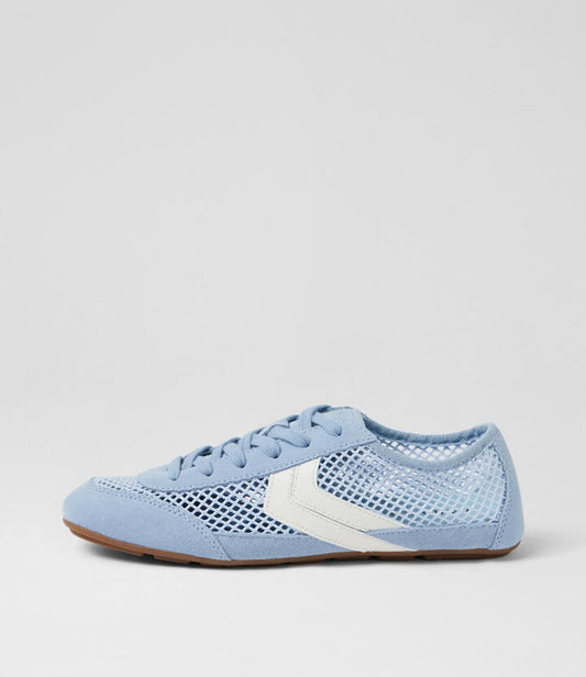 Image of Sneakers. Productname: Tikka Blue Suede Mesh Sneakers in Blue colour by brand - MIDAS