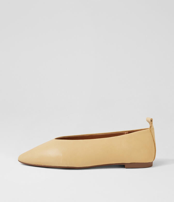 Image of Shoes. Productname: Chico Butter Leather Flat Shoes in Butter colour by brand - MIDAS