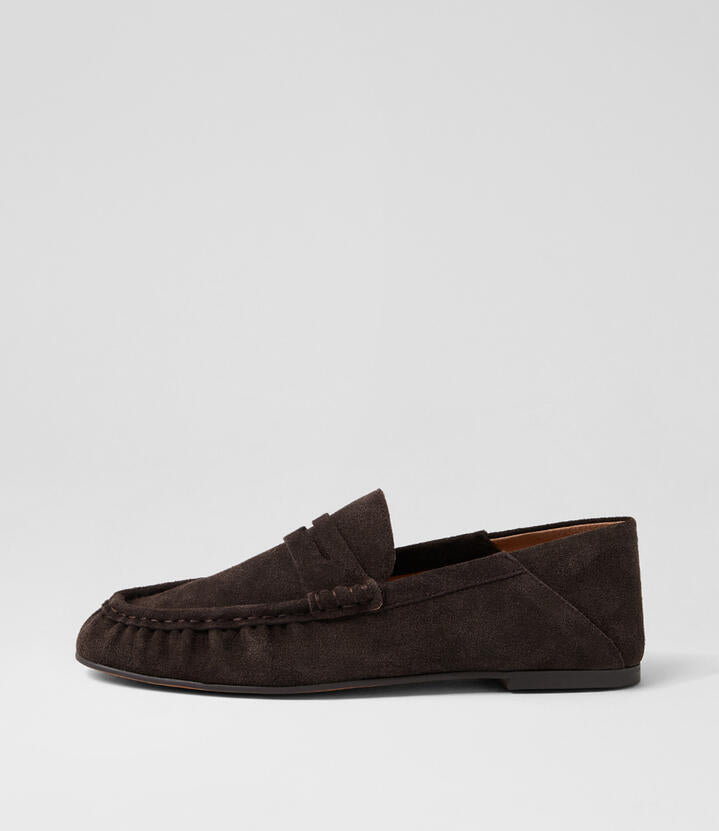 Image of Flats. Productname: Lando Chocolate Suede Loafers in Chocolate colour by brand - MIDAS