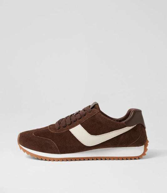 Image of Sneakers. Productname: Donnie Choc Cream Suede Leather Sneakers in Choc-Cream colour by brand - MIDAS