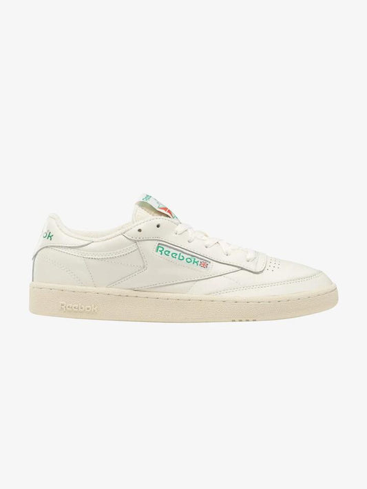 Image of Shoes. Productname: Reebok Unisex Club C 85 Vintage Shoes in Top-Chalk/Paperwhite/Glen Gree colour by brand - Reebok