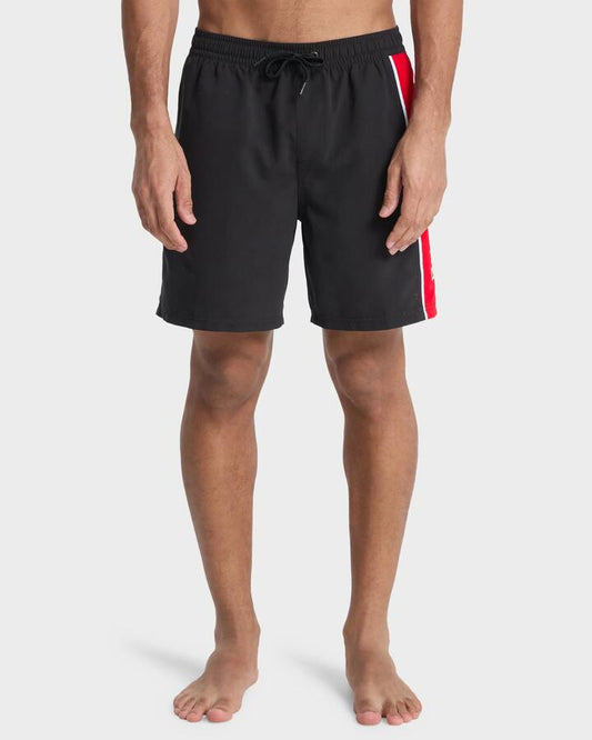 Image of a model wearing Shorts. Productname: quiksilver - Mens Everyday Clicker 17" Swim Shorts - Black - in Black colour by brand - quiksilver