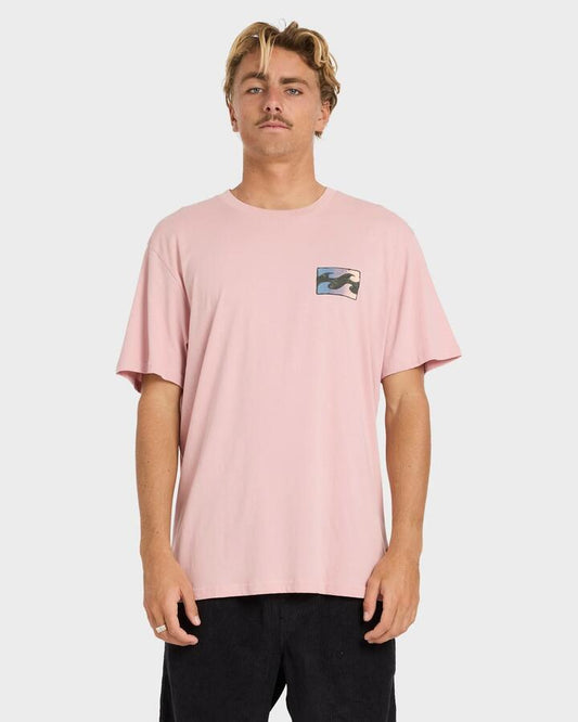 Image of T-Shirts. Product name - Billabong Mens Crayon Wave T-Shirt Vintage Pink in Vintage Pink colour by brand - Billabong