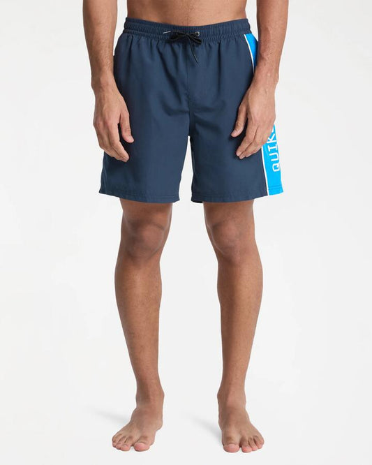 Image of a model wearing Shorts. Productname: quiksilver - Mens Everyday Clicker 17" Swim Shorts - Dark Navy - in Dark Navy colour by brand - quiksilver
