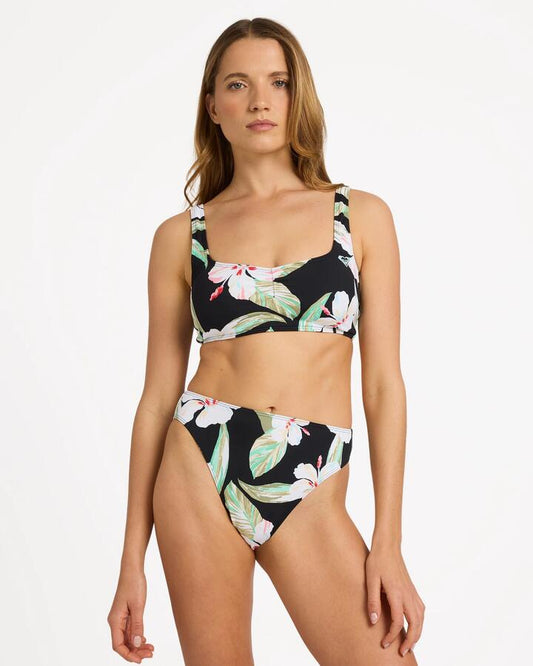 Image of Swimwear. Productname: roxy - Womens Printed Essentials Underwire D Cup Bikini Top - Anthracite Spring Charming - in Anthracite Spring Charming colour by brand - roxy