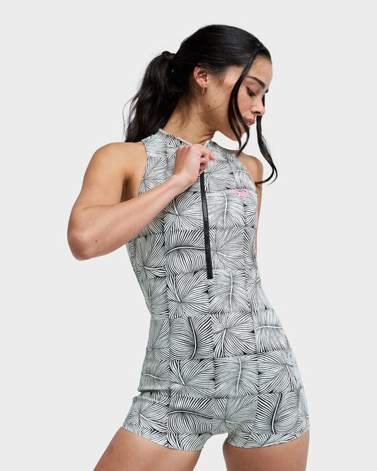 Image of Swimwear. Productname: roxy - Womens Pro Surf Boyleg One Piece Swimsuit - Anthracite Popiscus - in Anthracite Popiscus colour by brand - roxy