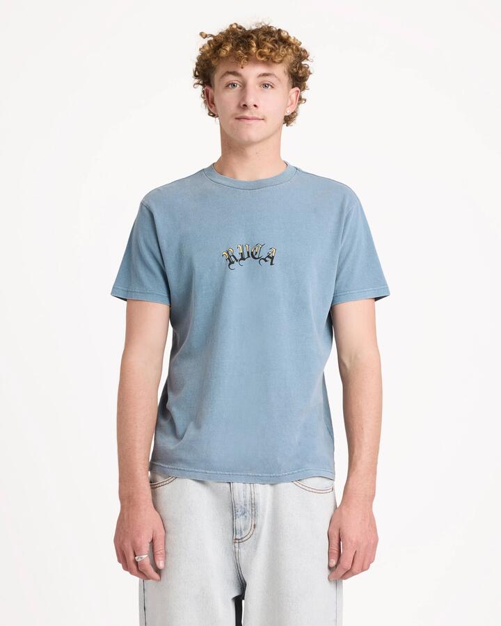 Image of T-Shirts. Product name - RVCA Mens Olde Rvca T-Shirt Vintage Navy in Vintage Navy colour by brand - RVCA