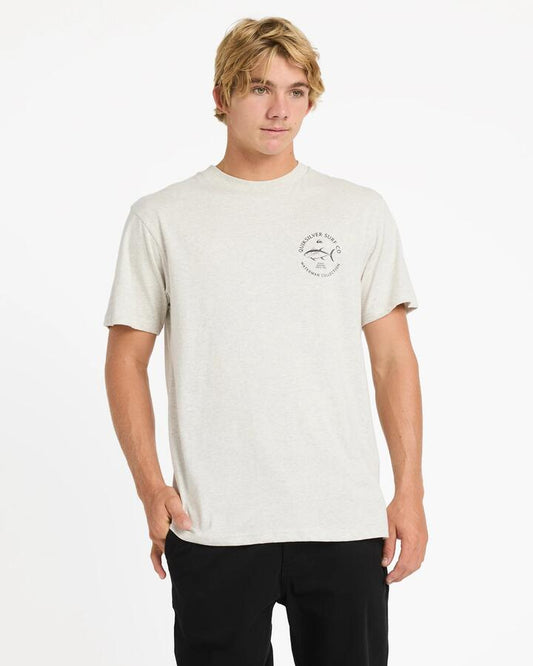 Image of T-Shirts. Product name - Quiksilver Mens Drag T-Shirt Light Grey Heather in Light Grey Heather colour by brand - Quiksilver