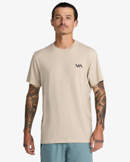 Image of T-Shirts. Product name - RVCA Mens Sport Vent T-Shirt Light Khaki in Light Khaki colour by brand - RVCA