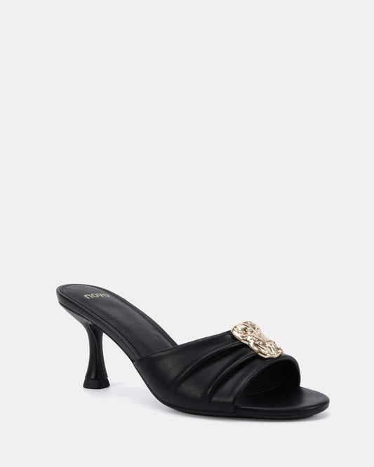 Image of Heels. Productname: Fernanda Black Vegan Heels in Black colour by brand - Novo