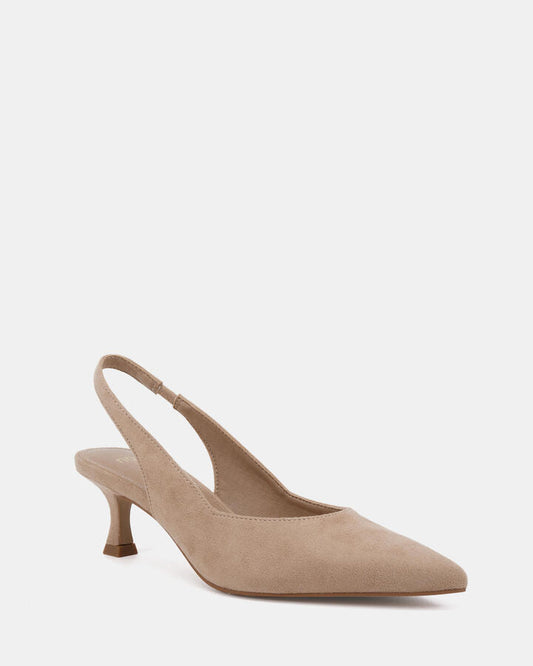 Image of Shoes. Productname: Idinna: Neutral Suede - Women's Court - Low Heel in Neutral Suede colour by brand - Novo