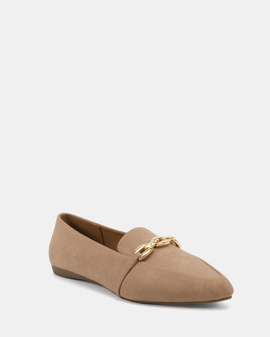 Image of Flats. Productname: Colten: Biscoff Nubuck - Women's Casual Flat Closed in Biscoff Nubuck colour by brand - Novo