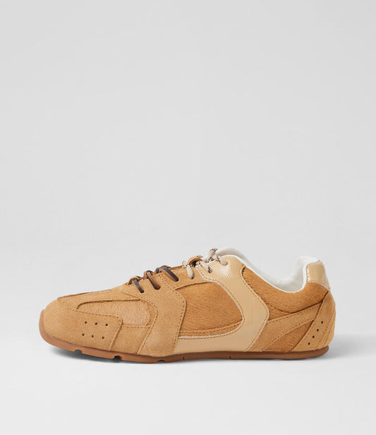 Image of Sneakers. Productname: Lemmo Camel Pony Suede Sneakers in Camel colour by brand - MIDAS