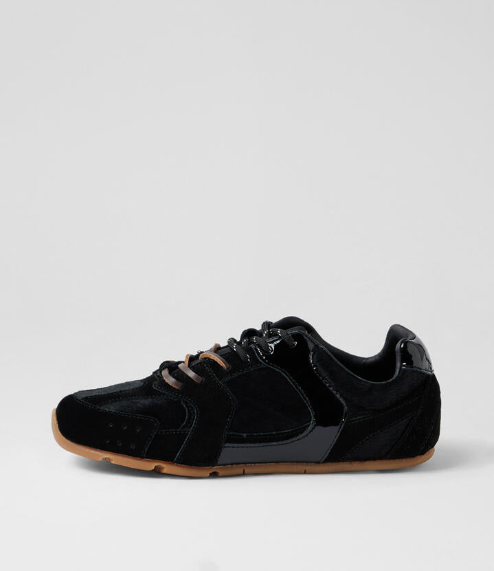 Image of Sneakers. Productname: Lemmo Black Pony Suede Sneakers in Black colour by brand - MIDAS