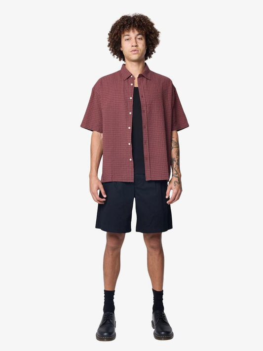 Image of a model wearing Tops. Productname: Article One Seltzer Shirt in Chai colour by brand - Article One