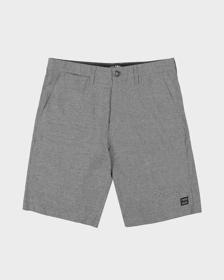 Image of a model wearing Shorts. Product name - Billabong Mens Crossfire 19" Hybrid Shorts Asphalt in Asphalt colour by brand - Billabong