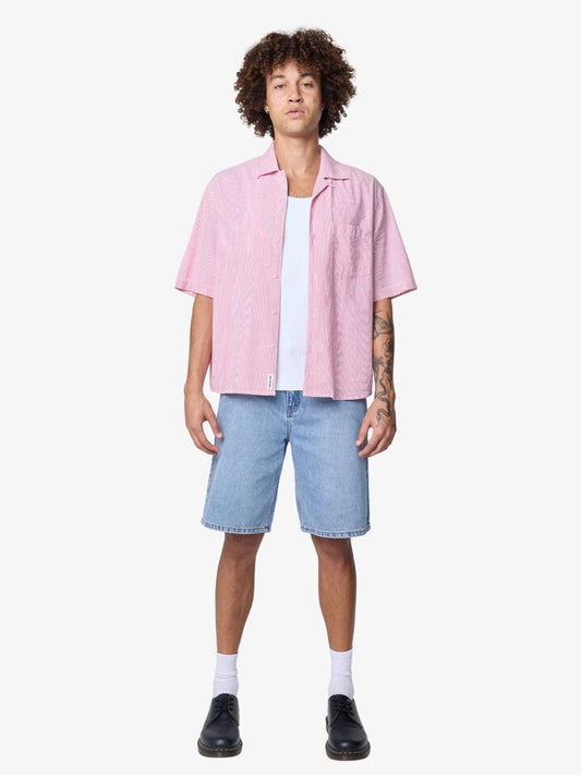 Image of a model wearing Tops. Productname: Article One Nice Shirt in Red Stripe colour by brand - Article One