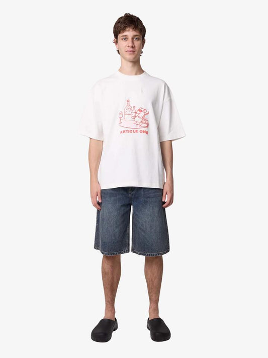 Image of a model wearing Tops. Productname: Article One Tipple Tee in White colour by brand - Article One