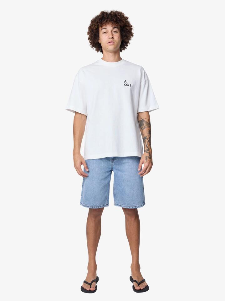 Image of a model wearing Tops. Productname: Article One Nowhere Fast Tee in White colour by brand - Article One