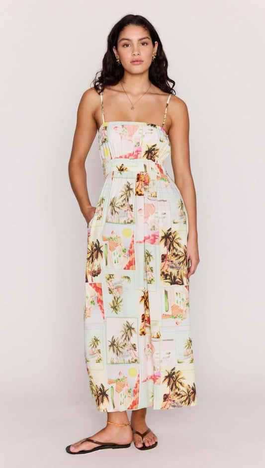 Image of Dresses. Product name - Vintage Postcard Print Midi Sundress in Vintage Postcards colour by brand - MINKPINK