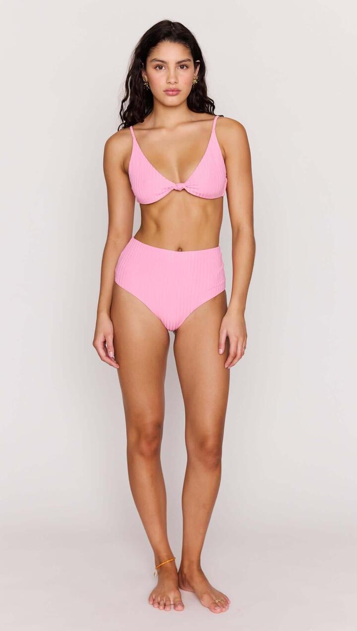 Image of Swimwear. Product name - Pink High-Waist Bikini Bottoms in Pink colour by brand - MINKPINK